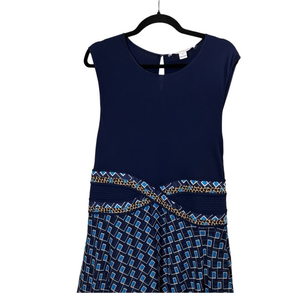 Diane Von Furstenberg Rosalie Midnight Viscose and Silk Pleated Midi Dress sz 14 - Picture 2 of 16